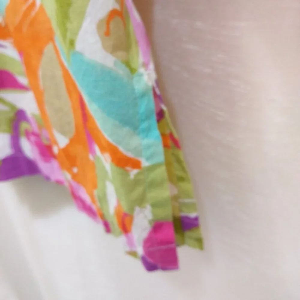 Tropical Cotton Blouse - Long-Sleeve - Beaded - Sz Medium - Picture 10 of 10